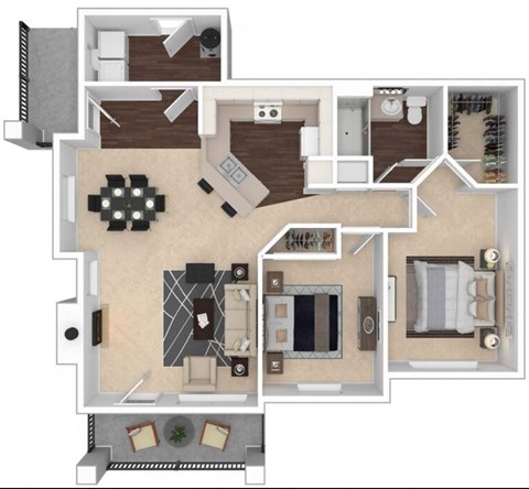 Clocktower Village 2x1 3D floor plan